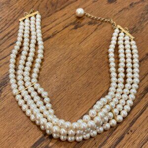 Vintage Faux Pearl Multi Strand Necklace